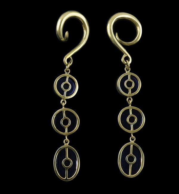 Triple Dichroic Glass Cab Brass Ear Weights Online - Image 2