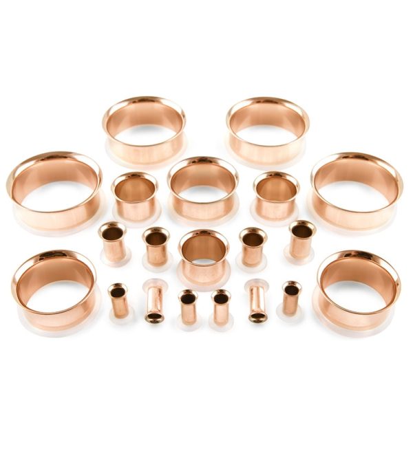 Single Flare Rose Gold Tunnels Cheap