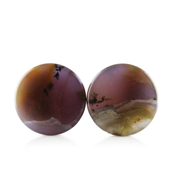 Amethyst Sage Dendritic Chalcedony Stone Plugs 3-4  (19mm) Version 5 Sale