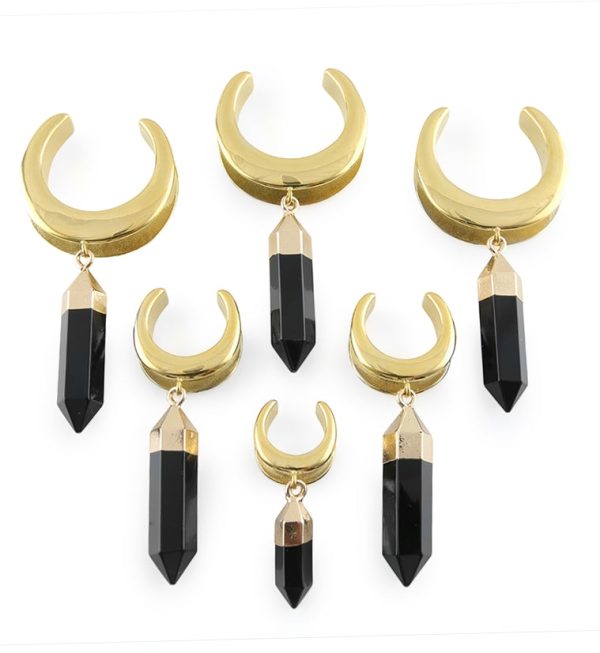 Black Prism Dangle Gold PVD Stainless Steel Saddles Fashion