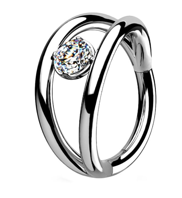 Arena CZ Hinged Segment Hoop Ring Fashion