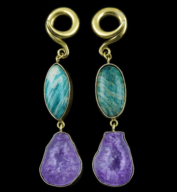 Amazonite X Solar Quartz Ear Weights Version 2 on Sale