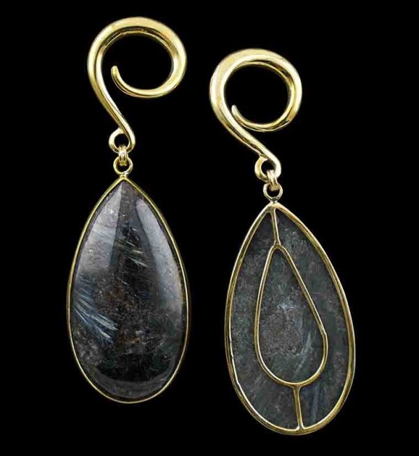 Teardrop Arfvedsonite Hanging Stone Ear Weights Discount - Image 2