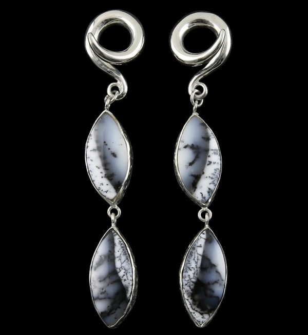 Double Dendritic Opal Stone Ear Weights Version 9 on Sale