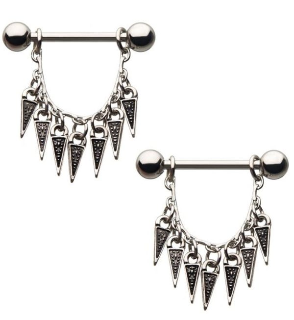 14G Apex Chained Nipple Rings Barbell Supply