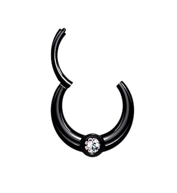 Central Black PVD CZ Hinged Segment Hoop Ring Online now - Image 2