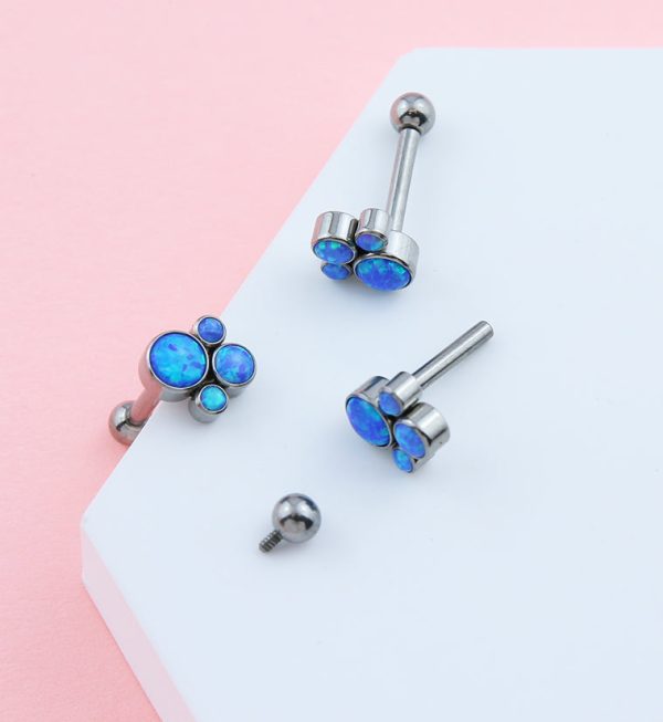 Blue Opalite Bunch Titanium Cartilage Barbell Sale - Image 2