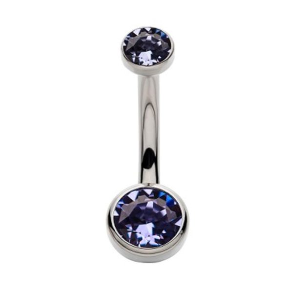 Tanzanite Double Flat Bezel CZ Titanium Belly Button Ring For Cheap