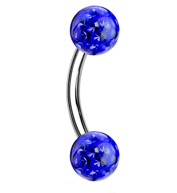 Blue Double Glitterball Stainless Steel Curved Barbell Sale