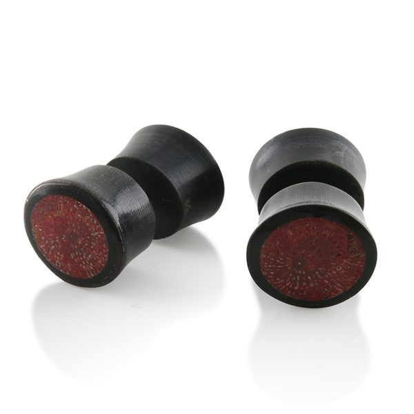 Fake Plugs - Gauges with Coral Stone Inlay Hot on Sale