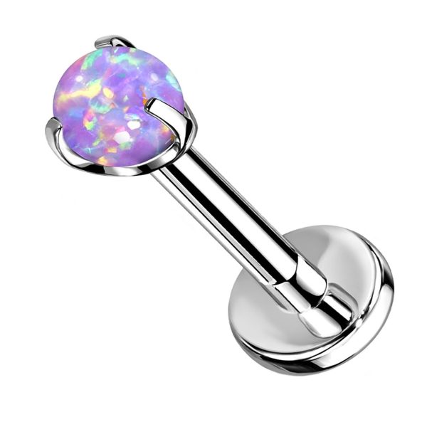 Purple Opalite Claw Set Titanium Threadless Labret Fashion