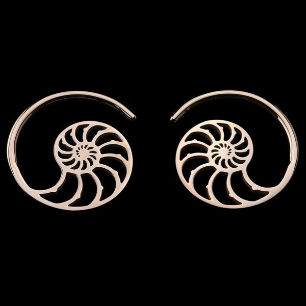 Rose Gold PVD Ammonite Ear Weights For Sale