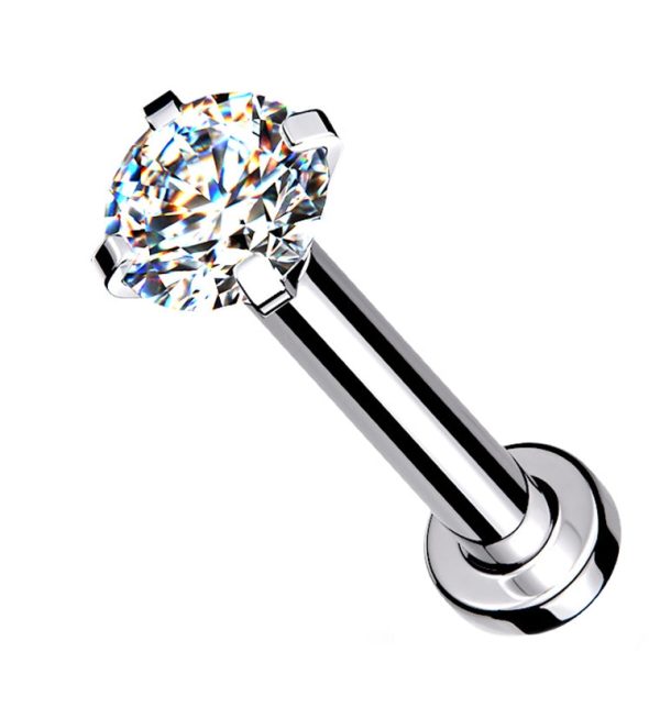 Clear Prong CZ Labret Post Sale