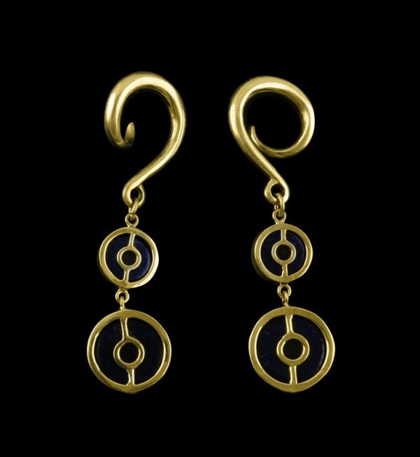 Purple Polka Glass Cab Brass Ear Weights Cheap - Image 2