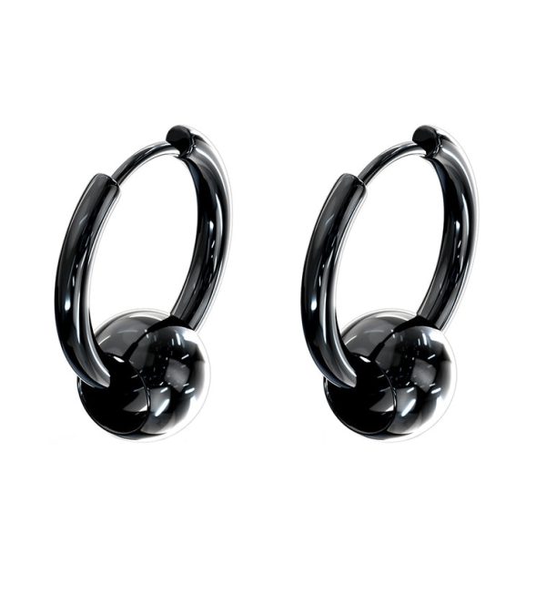 Black PVD Hinge Hoop Bead Earrings on Sale