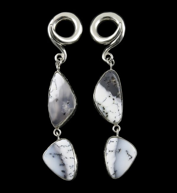 Double Dendritic Opal Stone Ear Weights Version 6 Hot on Sale