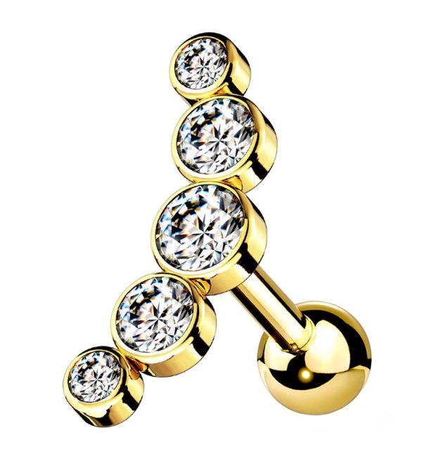 16G Gold PVD Arc Gem Cartilage Barbell For Sale