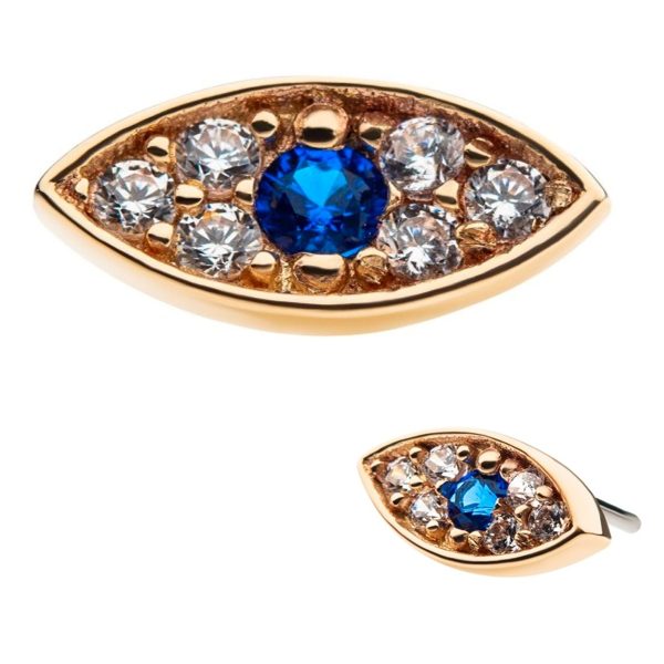 14kt Gold Gem Eye Threadless Top Online Sale