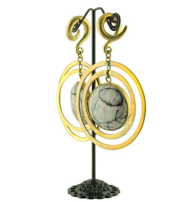 Picasso Jasper Double Hoop Brass Ear Weights on Sale - Image 2