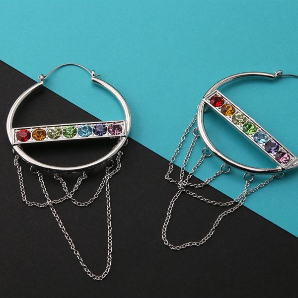 20G Rainbow Dash Chain Plug Hoops Fashion - Image 2