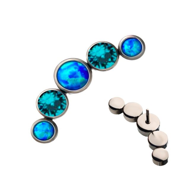 Quinate Blue Topaz CZ X Blue Opalite Titanium Threadless Top For Discount