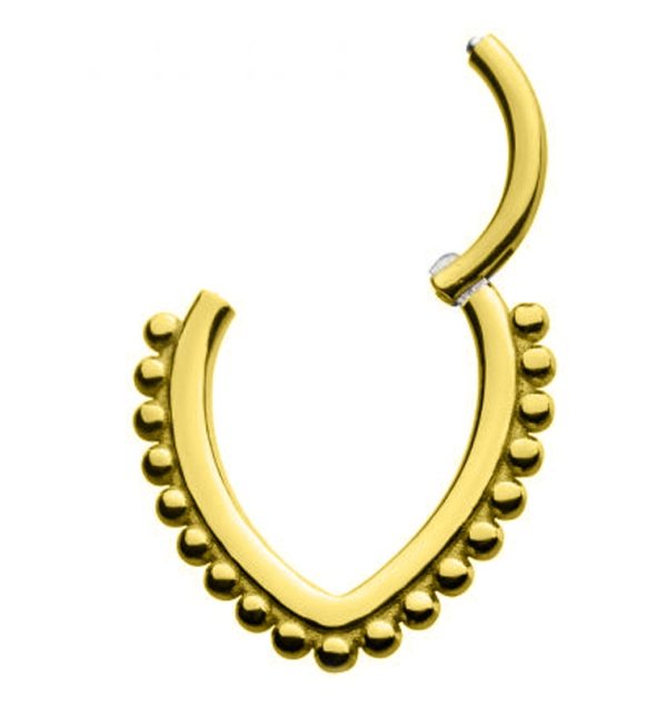 Gold PVD Beaded Teardrop Hinged Segment Ring Cheap