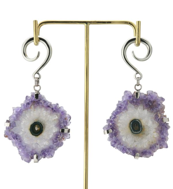 Amethyst Stalactite White Brass Ear Weights Version 4 For Discount - Image 3