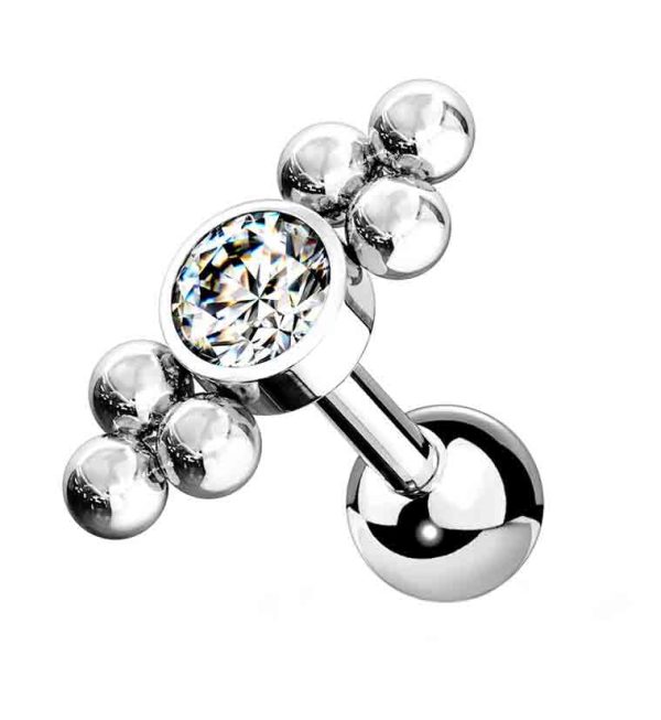 Double Beaded Center Gem Cartilage Barbell Online Sale