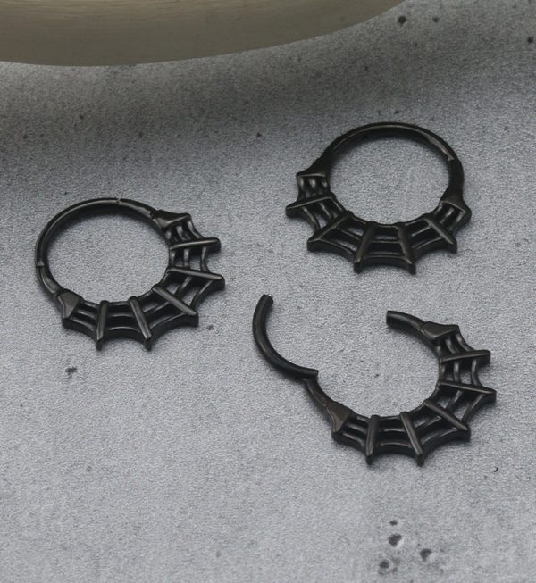 Black Spiderweb Hinged Segment Ring on Sale - Image 2