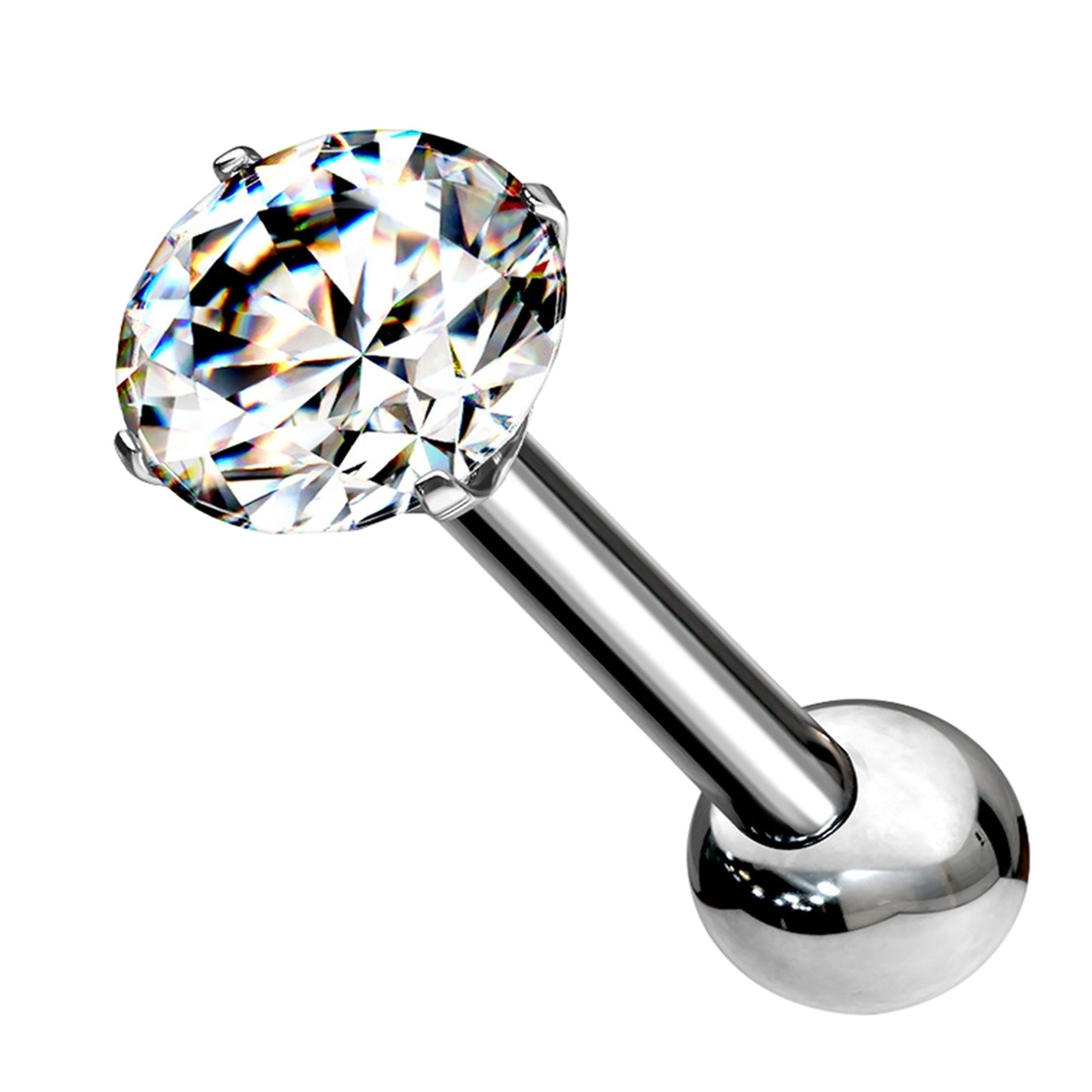 Clear Prong CZ Titanium Threadless Barbell Sale