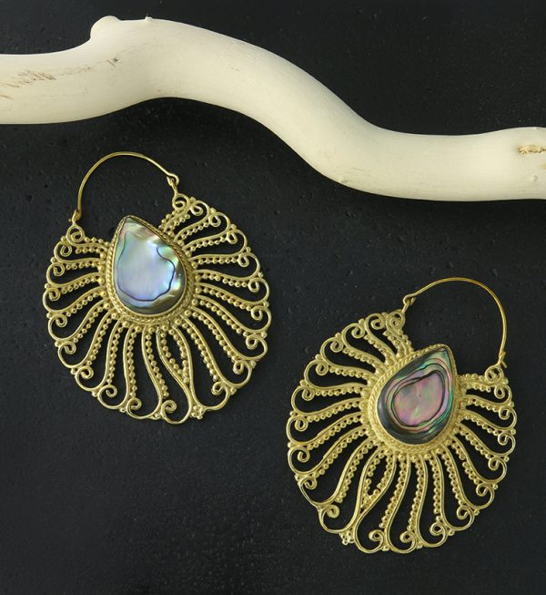 18G Tress Abalone Brass Hangers   Earrings Supply - Image 2