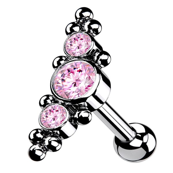 Horde Cluster Pink CZ Titanium Threadless Barbell Discount
