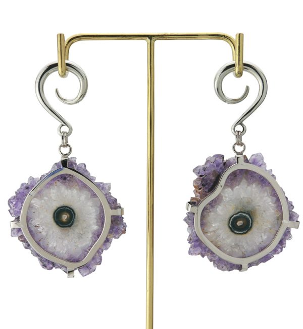 Amethyst Stalactite White Brass Ear Weights Version 1 Sale - Image 4