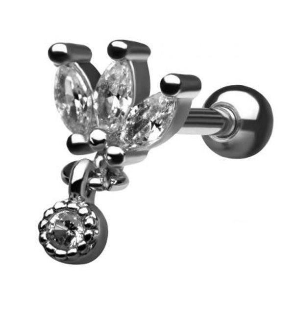 18G Lotus CZ Dangle Cartilage Barbell Cheap