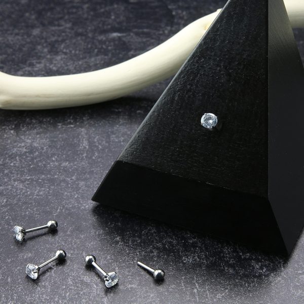 Clear Prong CZ Titanium Threadless Barbell Sale - Image 3