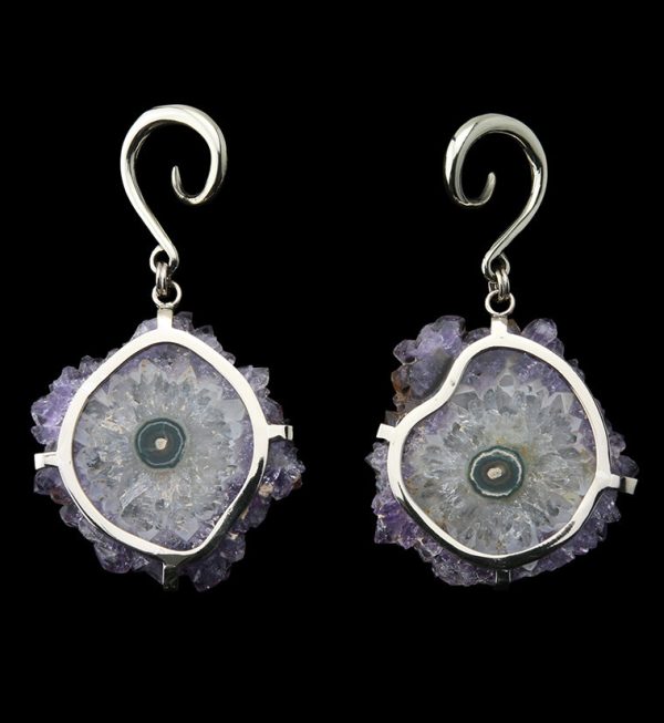 Amethyst Stalactite White Brass Ear Weights Version 1 Sale - Image 2