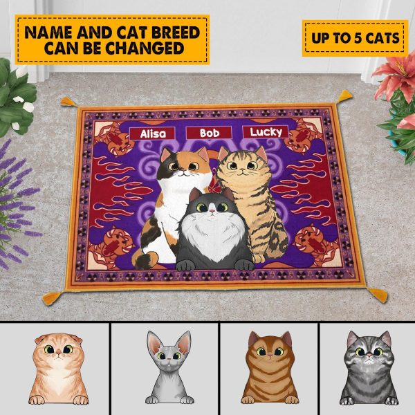 Cat Brocade Personalized Custom Shaped Doormat, Personalized Gift for Cat Lovers, Cat Mom, Cat Dad - CD013PS08 Online Hot Sale - Image 2