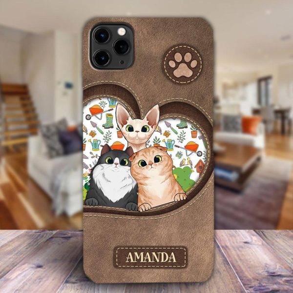 Gardening Heart With Cats Personalized Phone Case, Personalized Gift for Gardening Lovers - PC023PS07 Online Hot Sale
